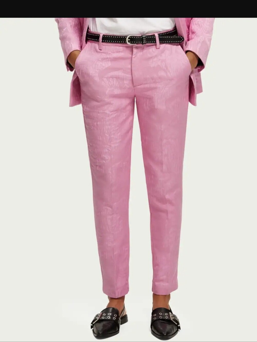 Scotch & Soda Pink Floral Jacquard Trousers